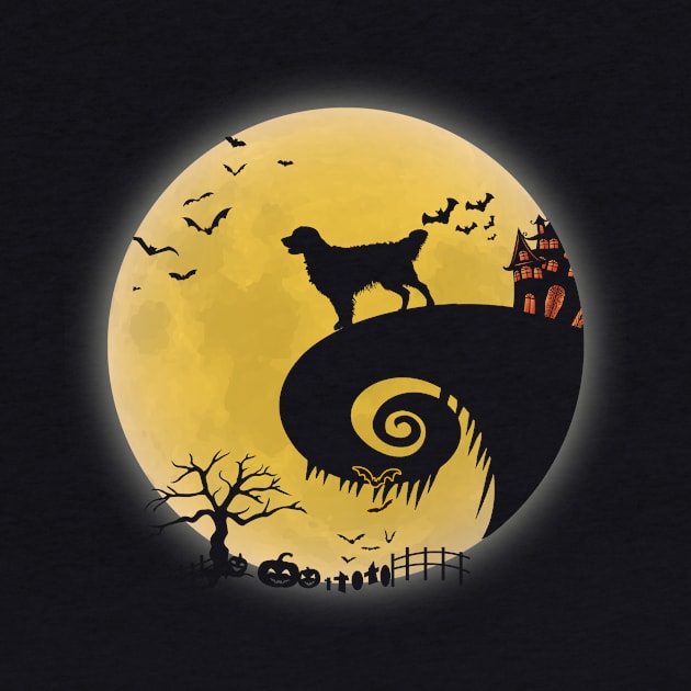 Golden retriever Dog Shirt And Moon Funny Halloween Costume by foxmqpo